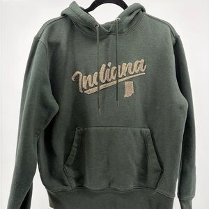 Green Indiana Hoodie 3D Embroidered Pockets Medium‎
